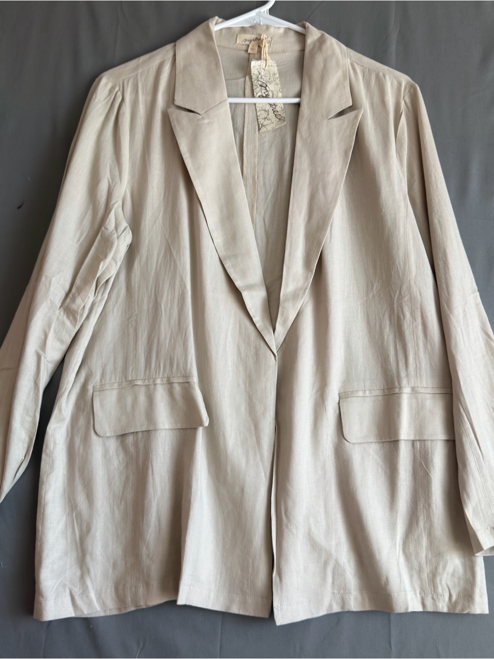 Mystree Light Beige Relaxed Tailored Blazer